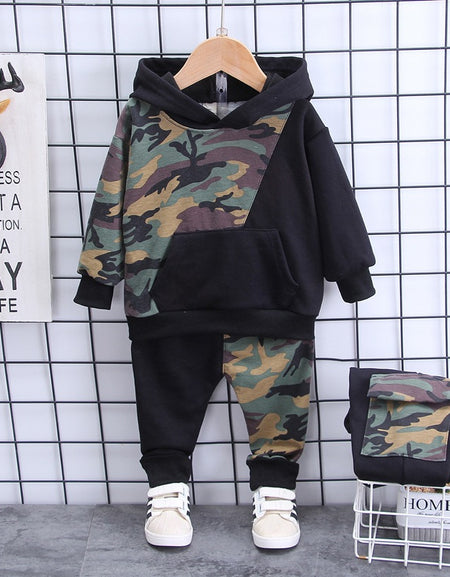 Camo / Plain Hoodie Track Set