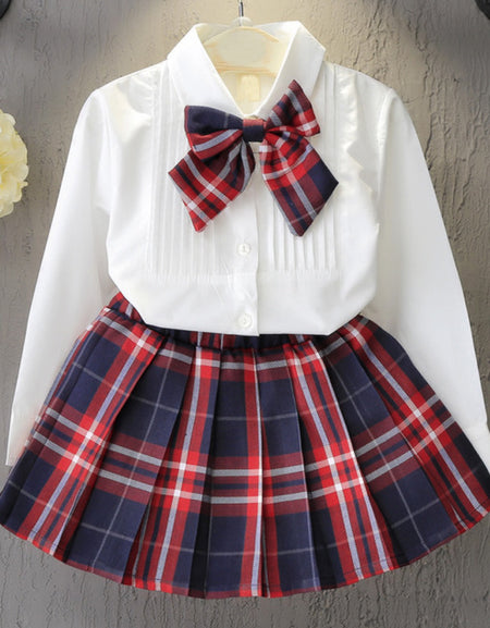 Classy & Chic 3piece Shirt, Skirt and Bow tie Set