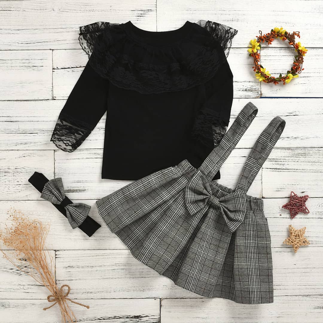 Suspender Skirt & Lacey Top 3pc Set