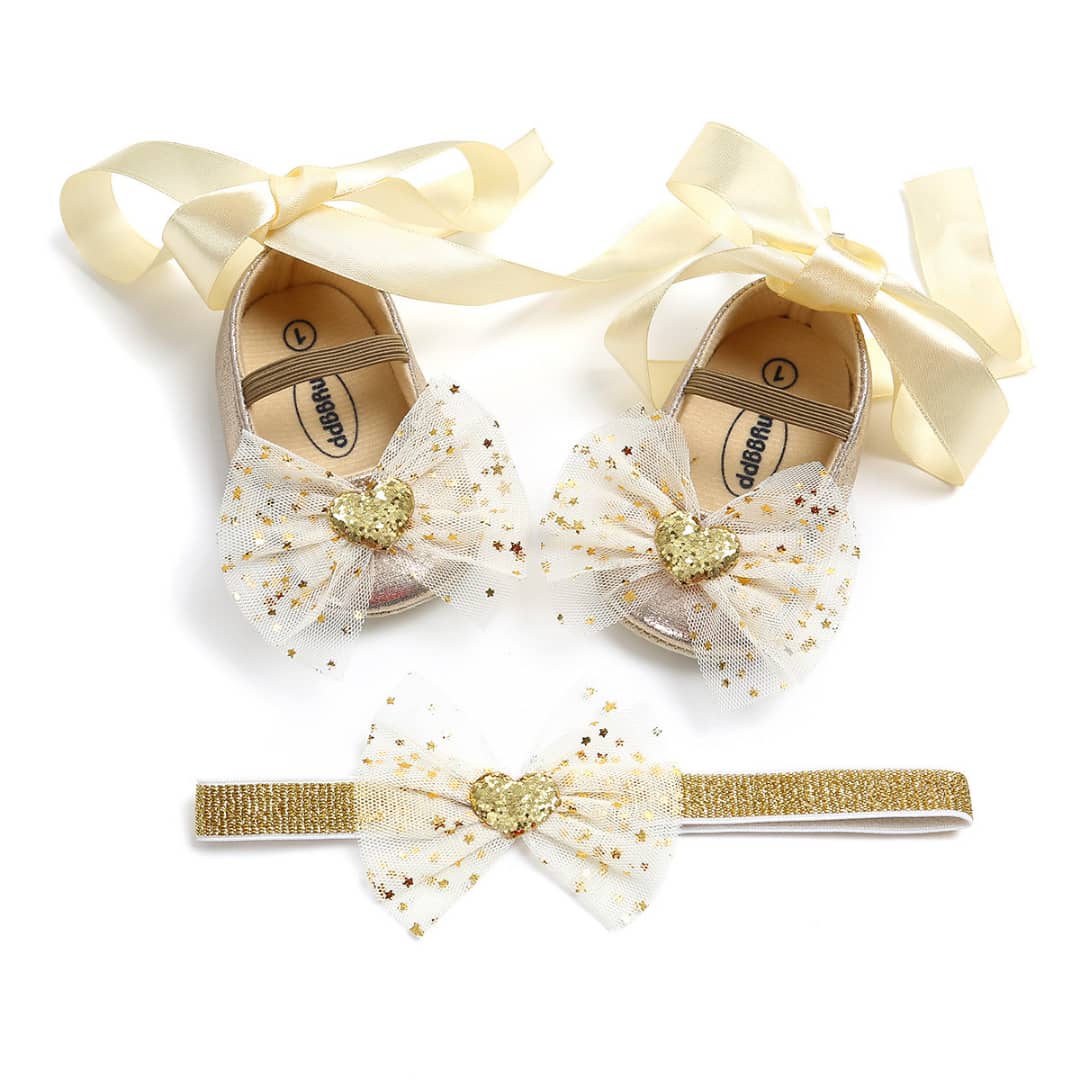 Princess Lace Up Bow Shoes & Headband Set