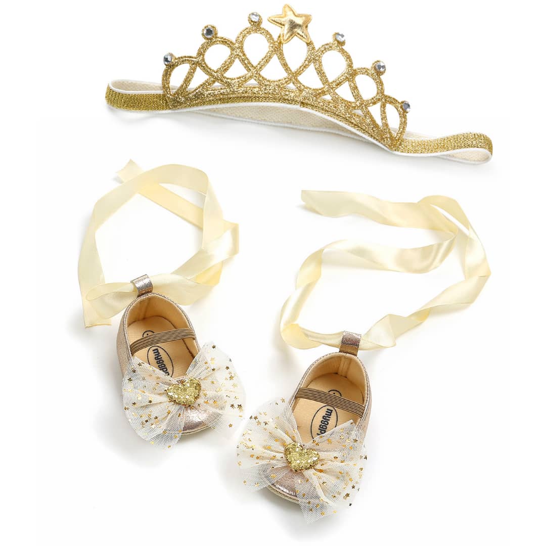 Princess Lace Up Bow Shoes & Headband Set