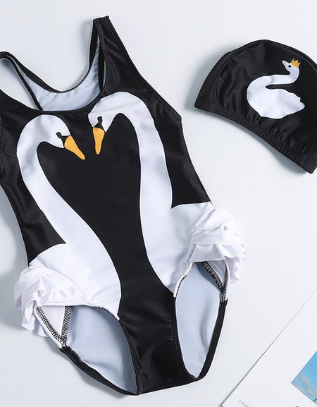 Cute Swan Swimsuit with cap