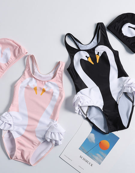 Cute Swan Swimsuit with cap