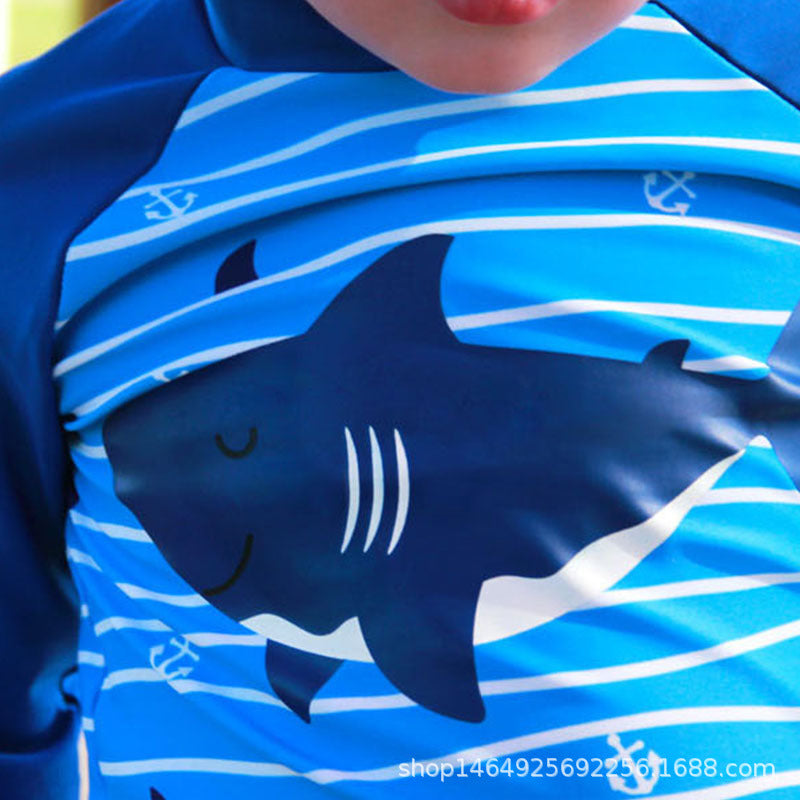 Striped Baby Shark Boys 2piece Swimwear