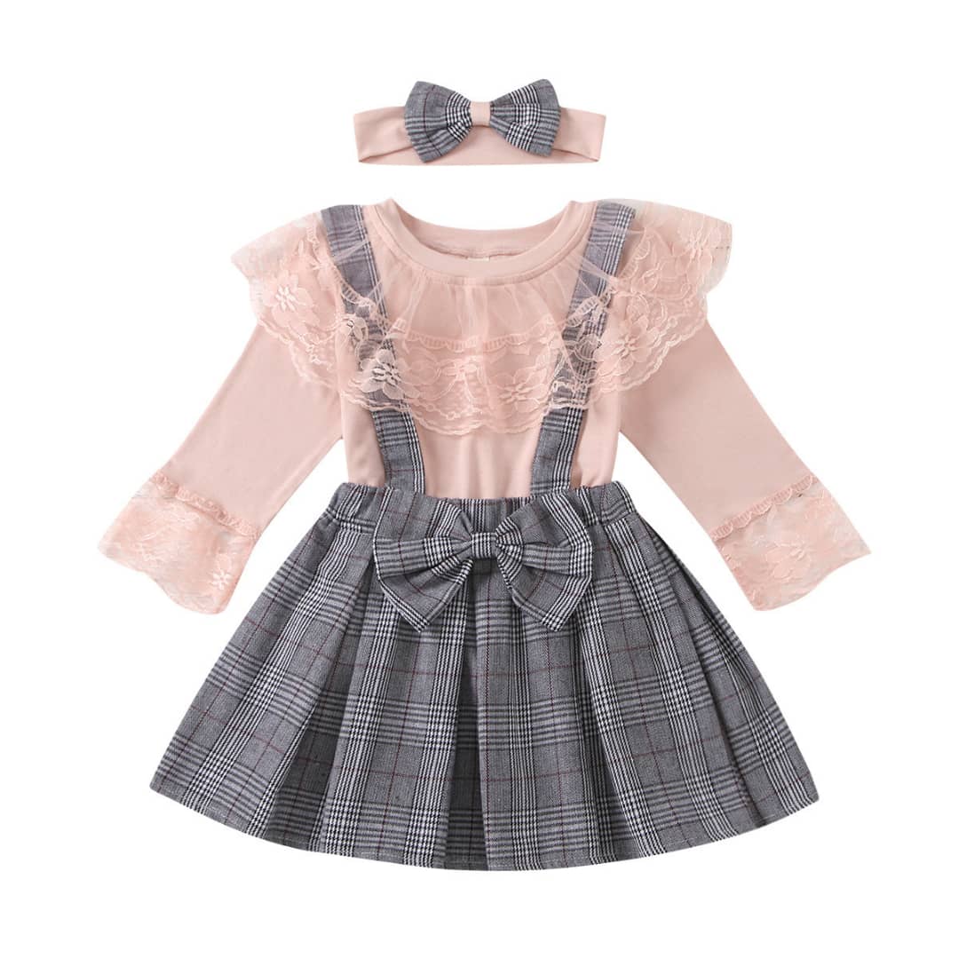 Suspender Skirt & Lacey Top 3pc Set