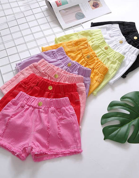 Solid Color Distressed Bum Shorts