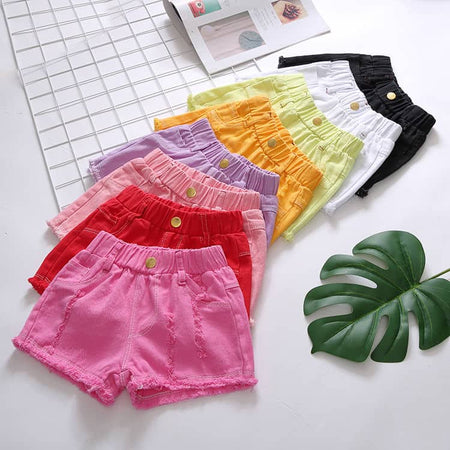 Solid Color Distressed Bum Shorts