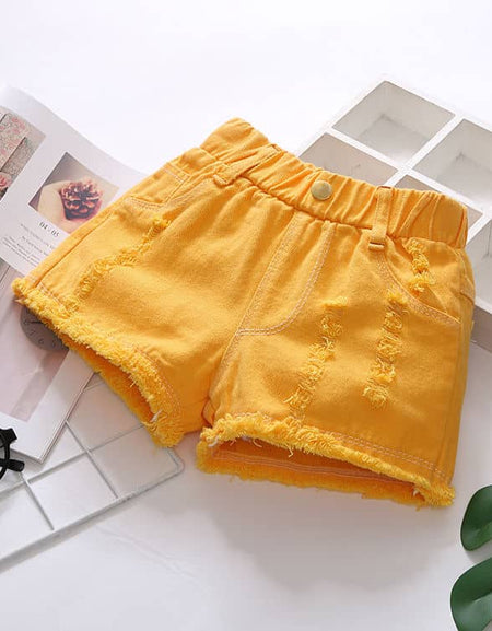 Solid Color Distressed Bum Shorts