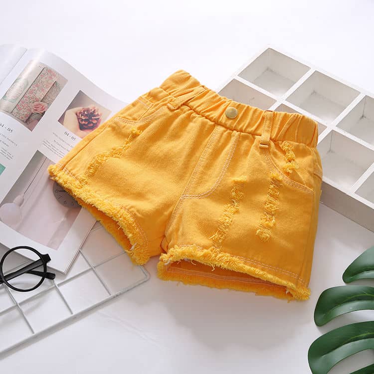 Solid Color Distressed Bum Shorts