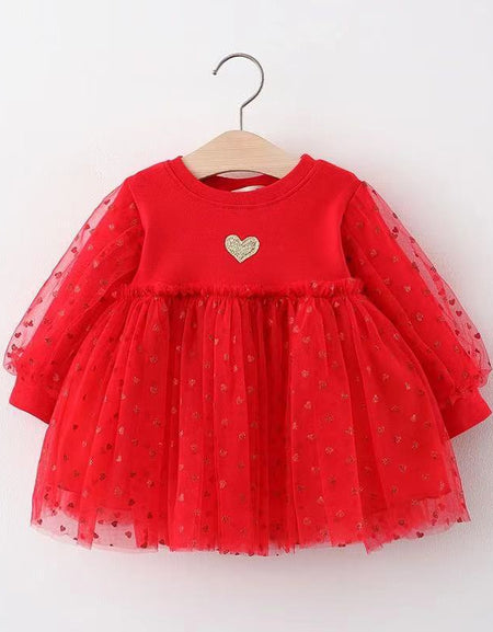 Glittery Heart Splatter Princess Dress