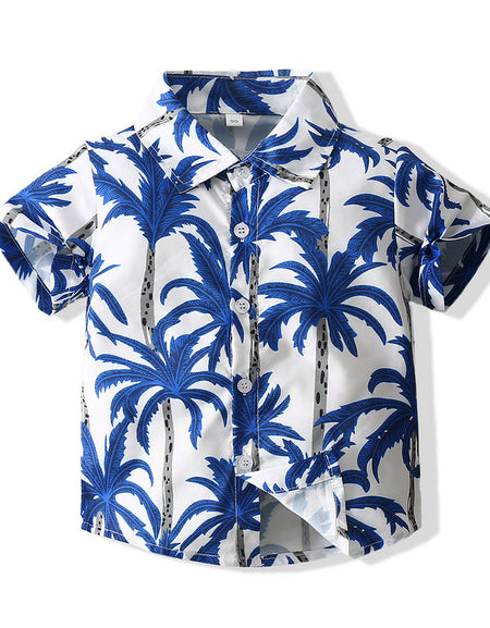 Luxe 3piece Palm Tree Shirt and Shorts Set