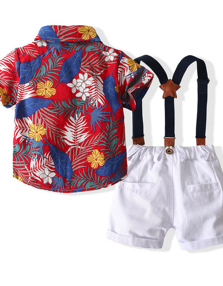 Vintage Shirt, Shorts. Bow tie, and Suspenders Set