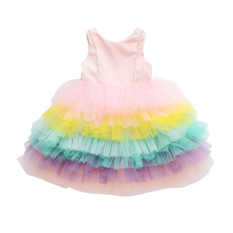 PEARLED MULTICOLORED BALL DRESS