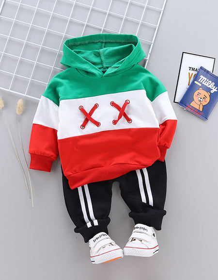Tricolor Hoodie Set 2pcs