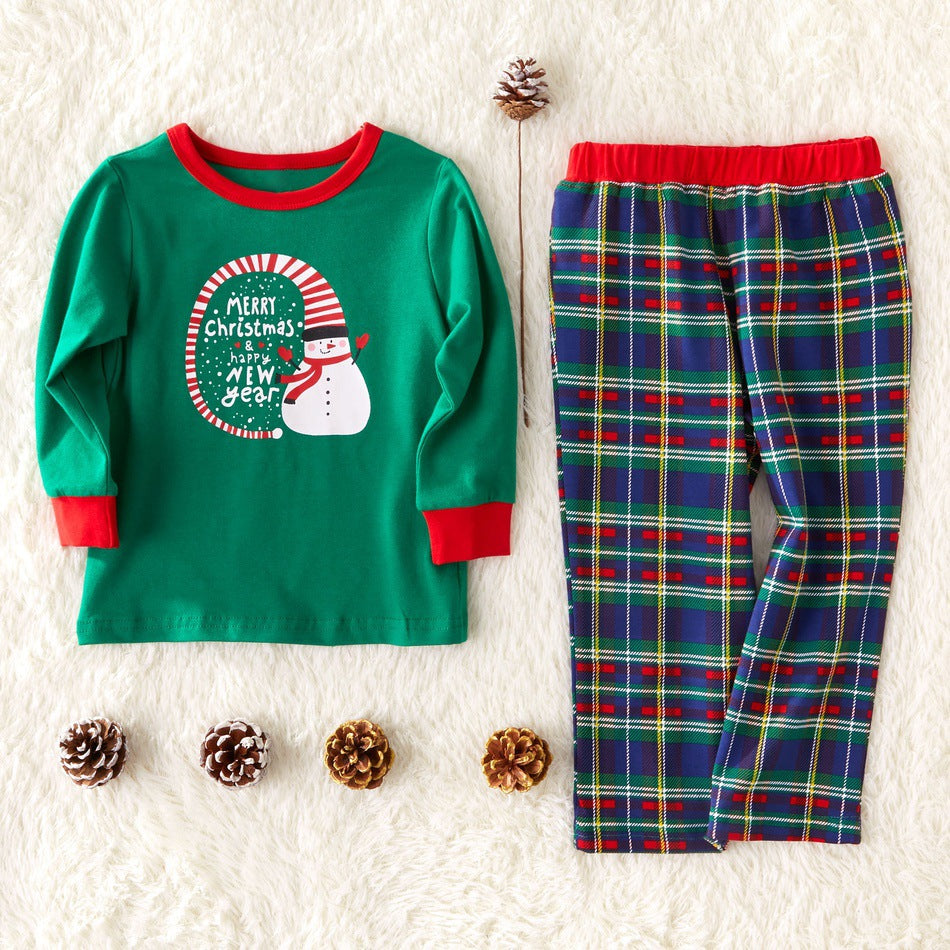 2pieces Plaid Pants Family Christmas Pyjamas - Adult L and Kids 4-6years