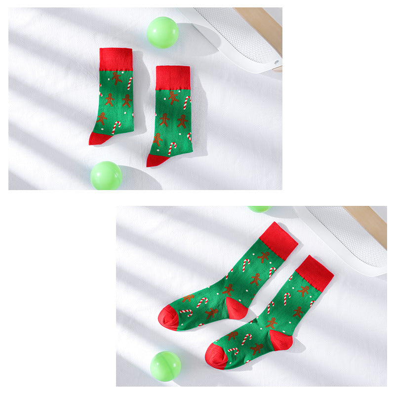 Christmas plaid-stitching socks for family