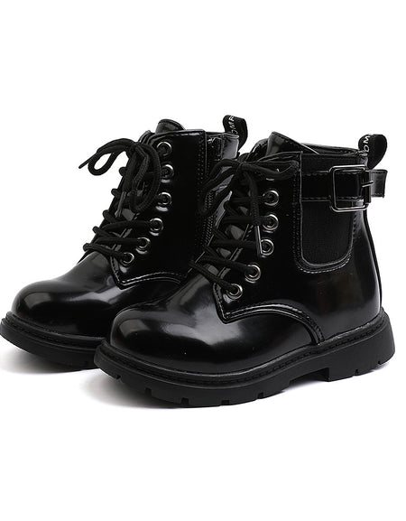 Unisex Patent Lace up Boots