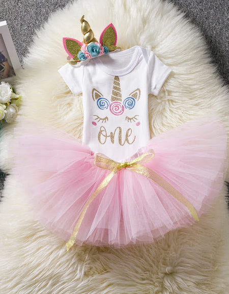 Unicorn Themed First Birthday Outfit