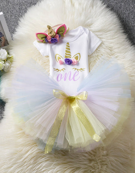 Unicorn Themed First Birthday Outfit