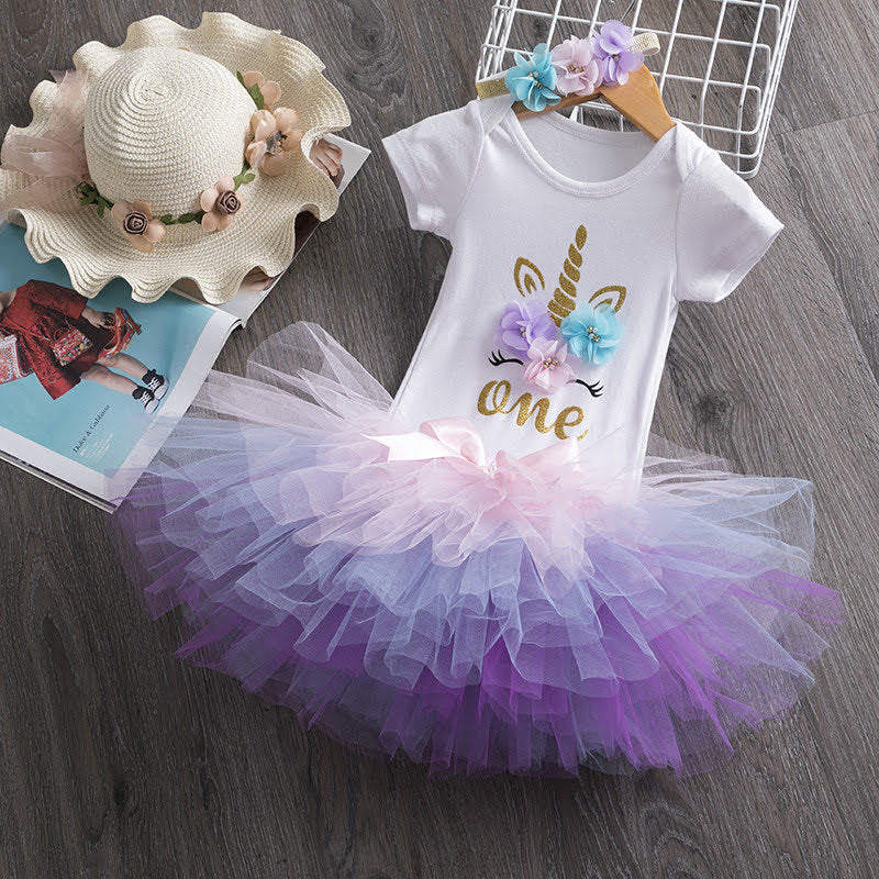 Unicorn Themed First Birthday Outfit