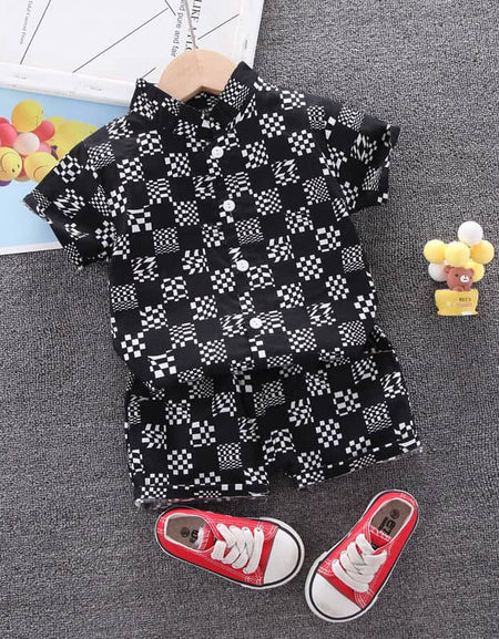 Boys Boohoo Inspired Shirt and Shorts set - Monochrome