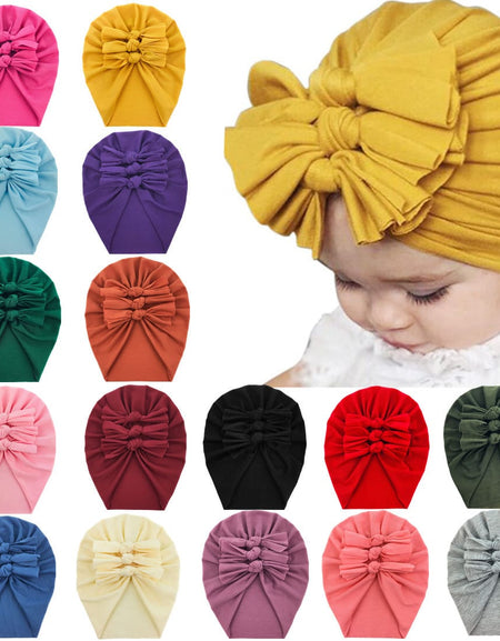 Trio Ruffle Bow Turban / Caps