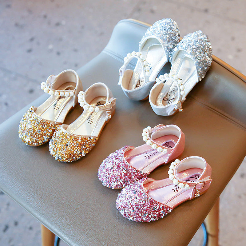 Glittery Pearled Strap Shoes