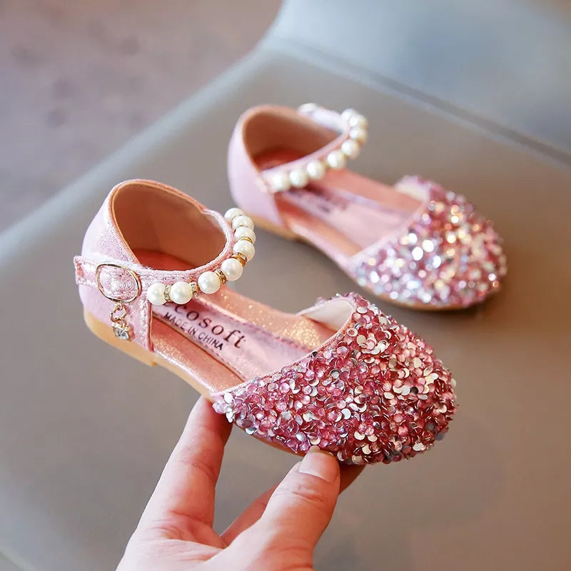 Glittery Pearled Strap Shoes