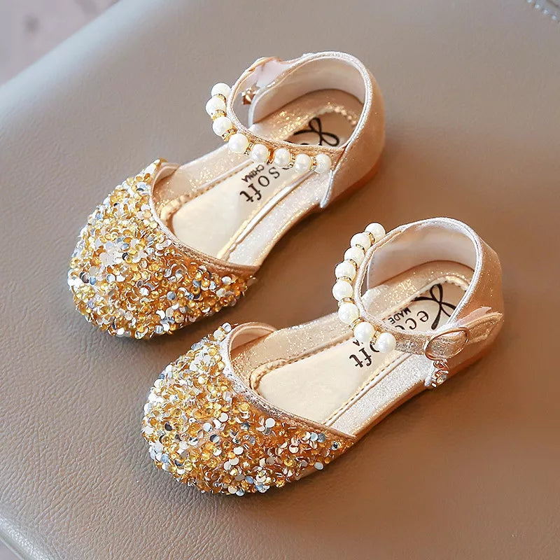Glittery Pearled Strap Shoes