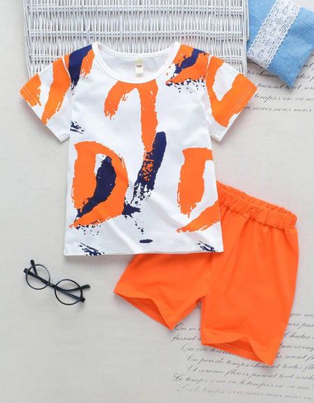 Color Stain Design Tshirt and Shorts Set