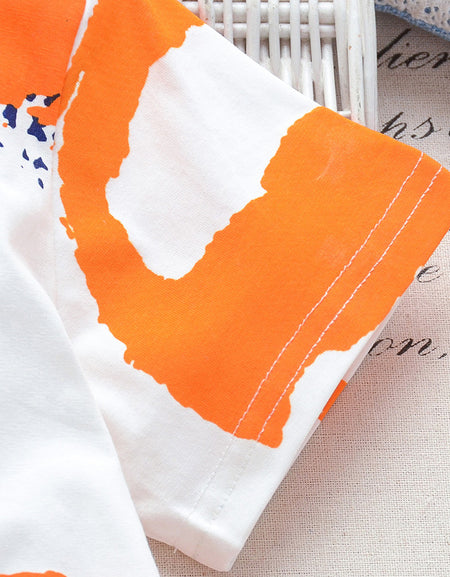 Color Stain Design Tshirt and Shorts Set