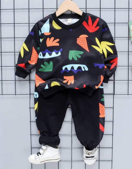 Roots Print 2piece Longsleeve Top&Pants set