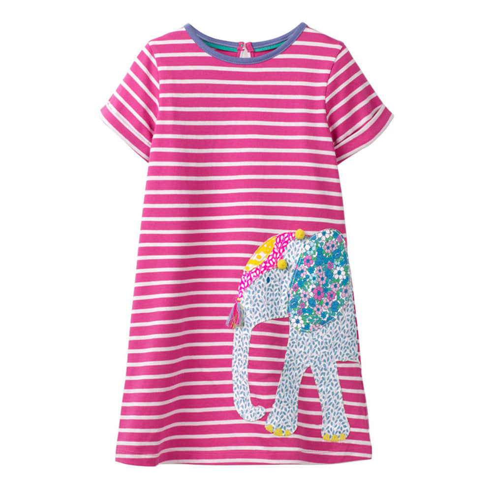 Striped Elephant Design Dress