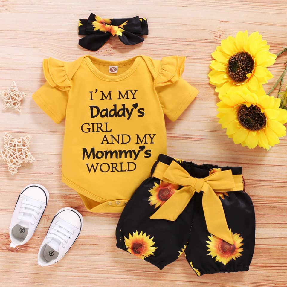 3pieces Daddy's Girl Mommy's World Set