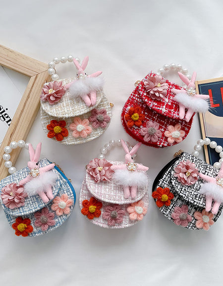 Bunny Dual Color Tweed Girls Bags
