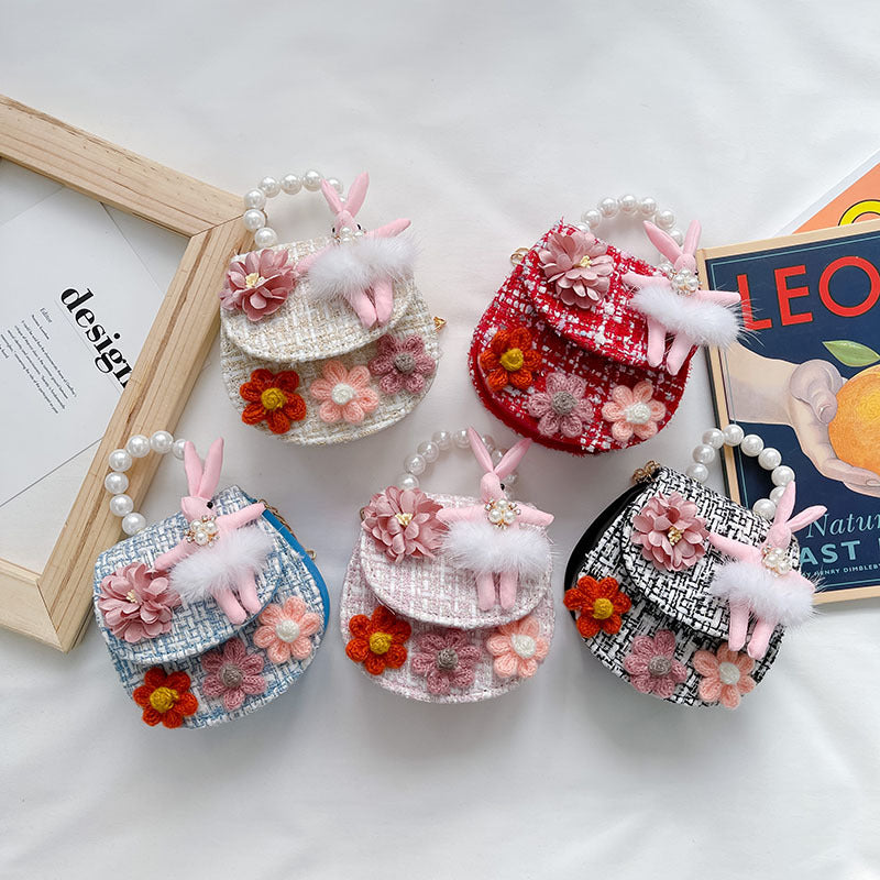 Bunny Dual Color Tweed Girls Bags