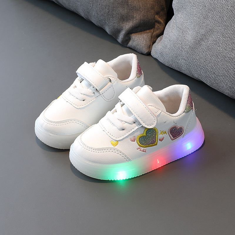 LOVE EMBROIDERED LIGHT UP SNEAKERS