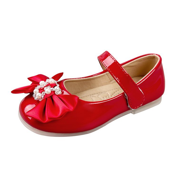 Knotted Bow Pearled Girls Shoe