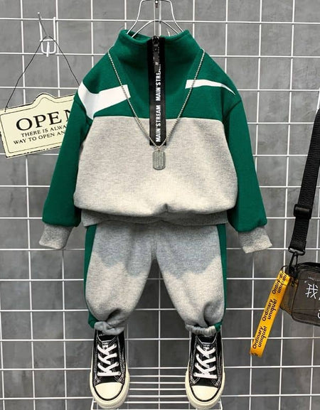 Zipper Pope Neck 2piece Set
