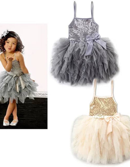 Sleeveless Sequin Twisted Tulle Ball Dress