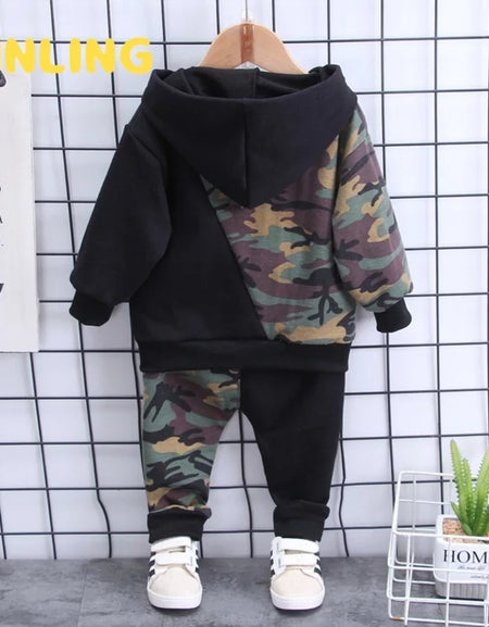 Camo / Plain Hoodie Track Set