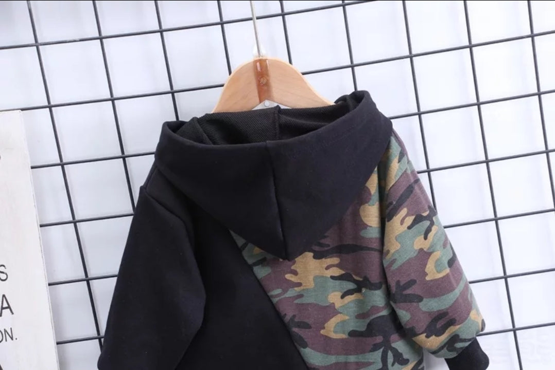 Camo / Plain Hoodie Track Set