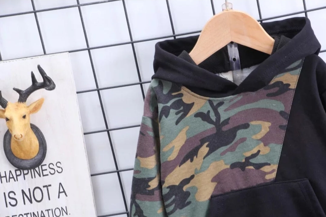 Camo / Plain Hoodie Track Set