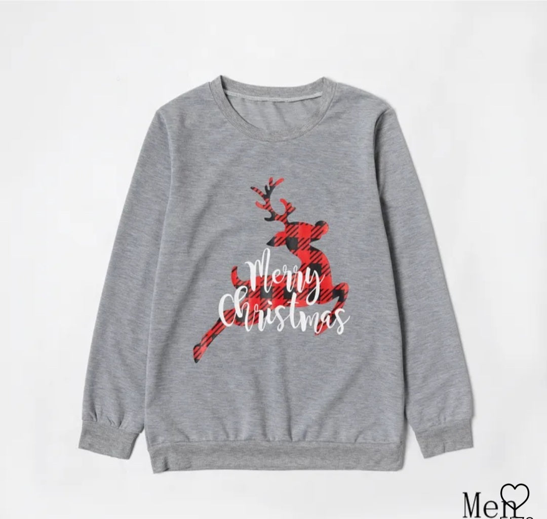 Deer Merry Christmas Gray Sweatshirt