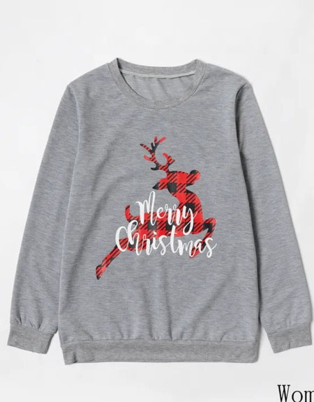 Deer Merry Christmas Gray Sweatshirt