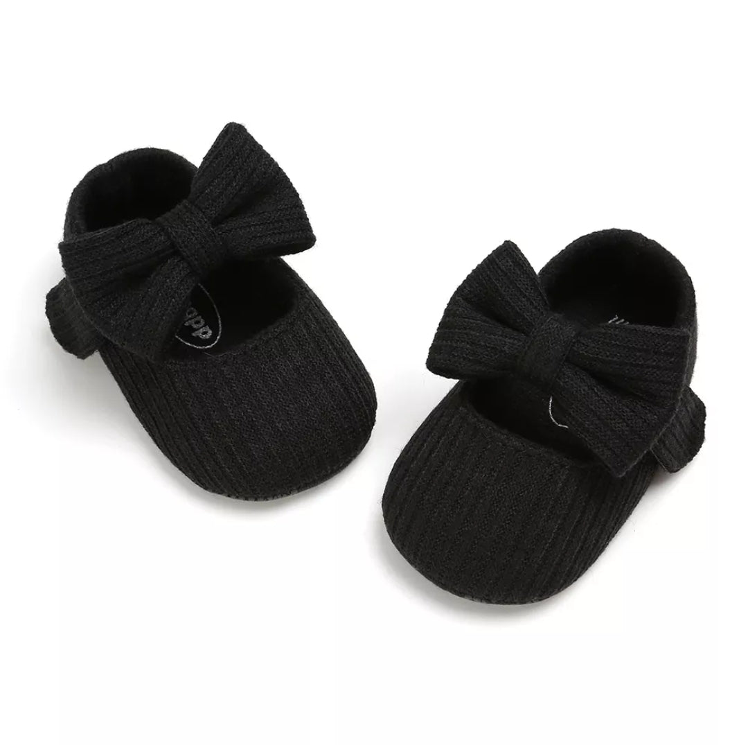 Self-striped Cotton Bow Shoes