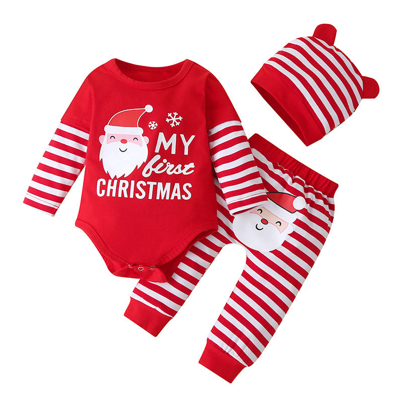 3pieces Striped First Christmas Set